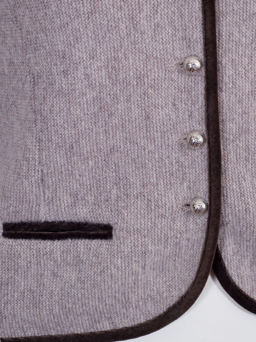 Astrifa Strickjacke Bairach, lehmfarben mit Samteinfassung, Kelchkragen #5