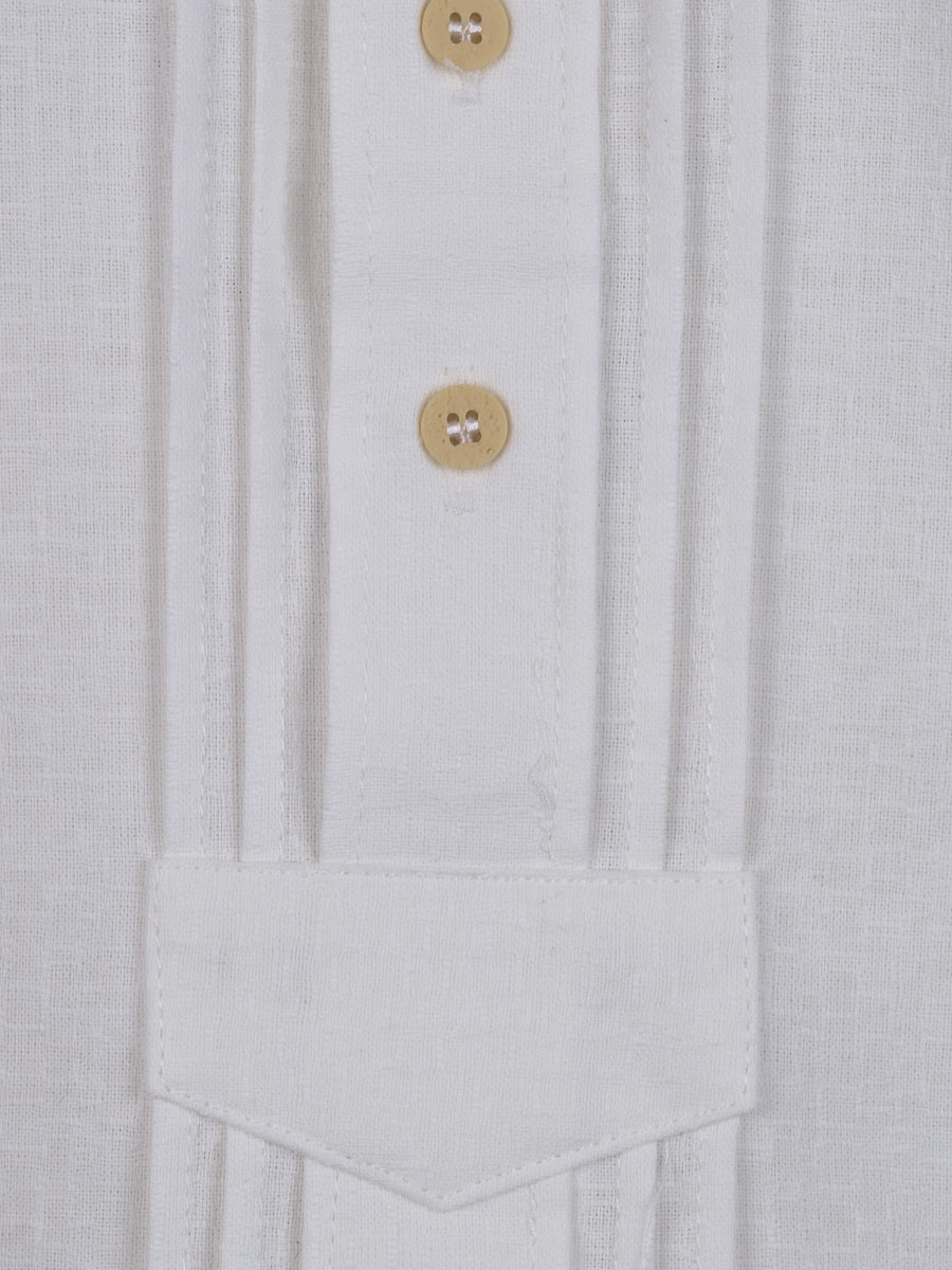 Orbis Trachtenhemd weiß, Leinenoptik, Stehkragen, Pfoad #4