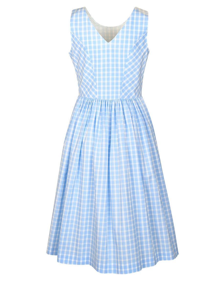 Hiebaum Trägerkleid, blau-weiß kariert #2