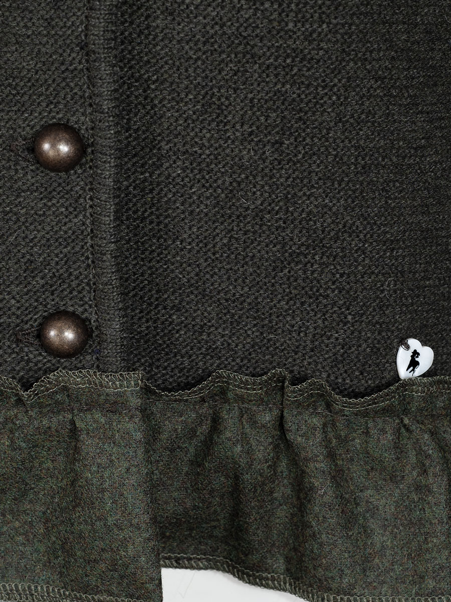 hausg'macht Kapuzen-Strickjacke Heike, lodengrün, Rüschenborte #4