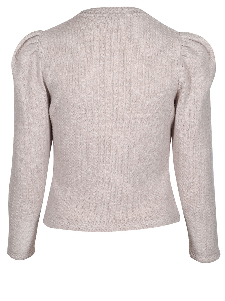 Huber Strickjacke Katharina, beige, Puffarme, Strickmuster #3