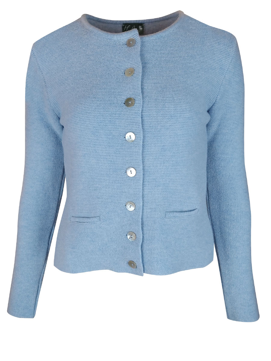 Huber Strickjacke Elli, himmelblau, mit Rückenfalte, Perlmuttknöpfe #1
