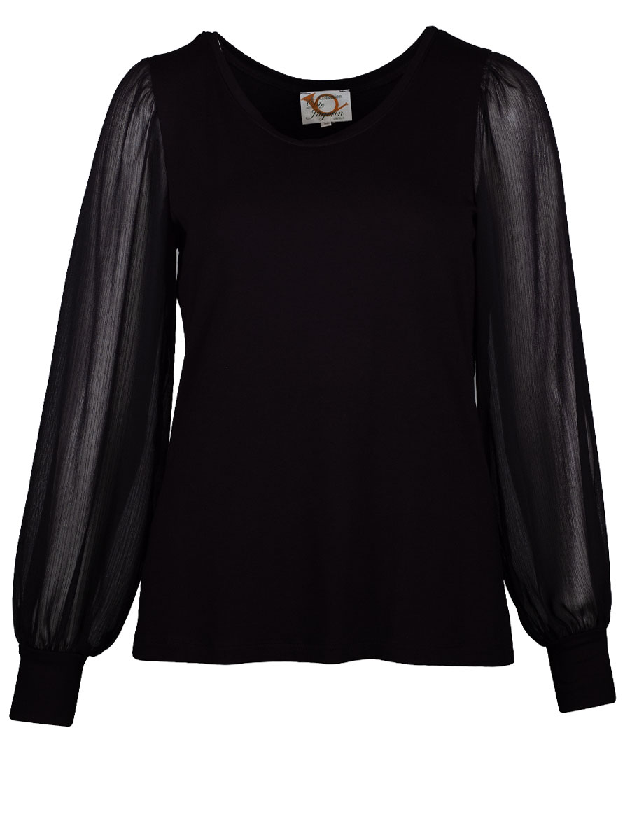 Wenger Shirtbluse Jade, schwarz, Chiffonärmel #1