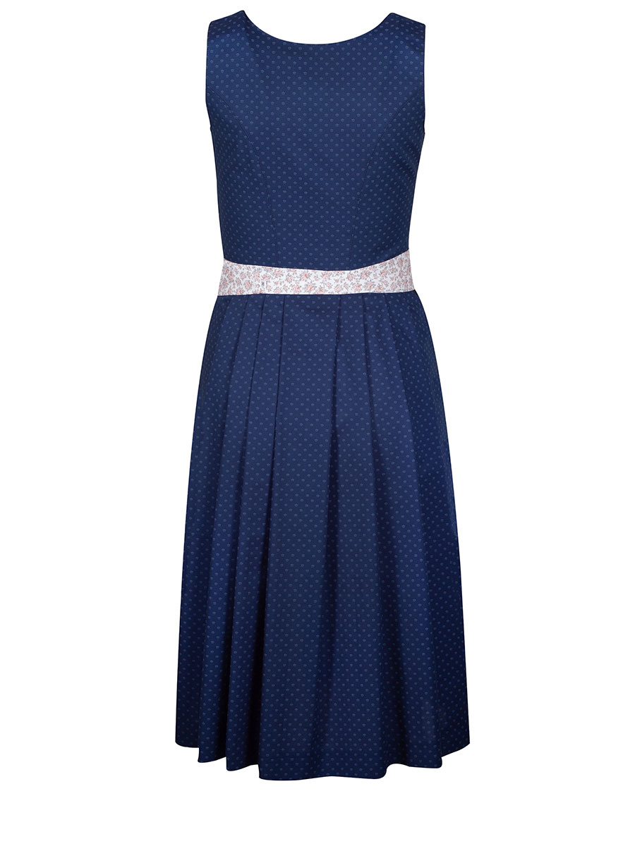 Hiebaum Trägerkleid blau, weiß geblümt, Bindegürtel #2