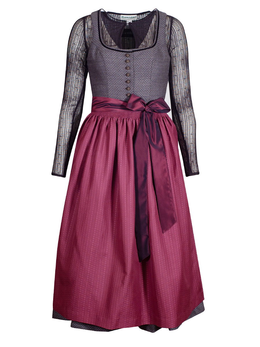 hausg'macht Koflersee Dirndl, grau-weinrot, 80lg #1