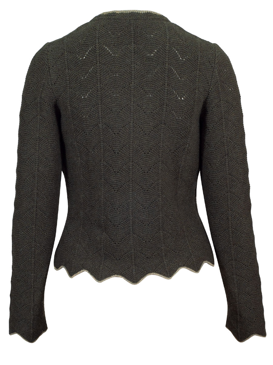 Astrifa Eberfing Strickjacke, lodengrün, beige Einfassung, Silberknöpfe #3