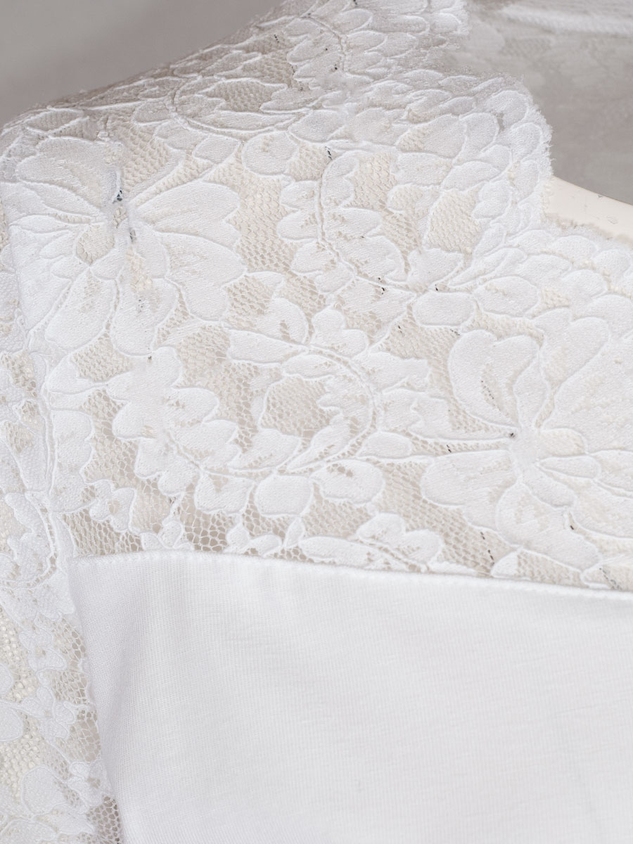 Waldorff Spitzenshirt Margarethe, Kurzarm, weiß, elegant, V-Ausschnitt #3