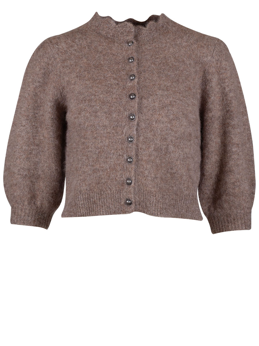 fei scho schee Strickjacke, Damen, taupe, flauschig, 3/4-Arm #1