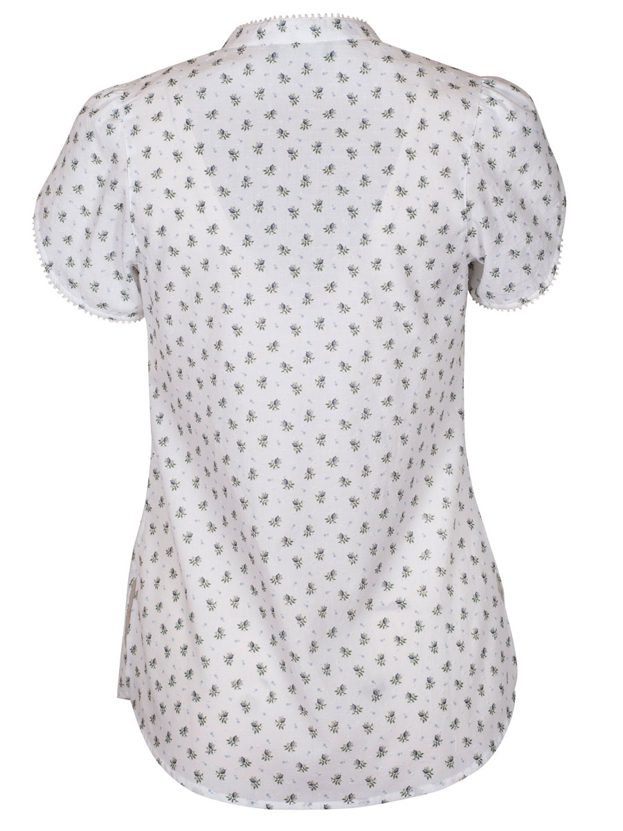 Country Line Kurzarmbluse, Damen, creme, blaue Blümchen #4