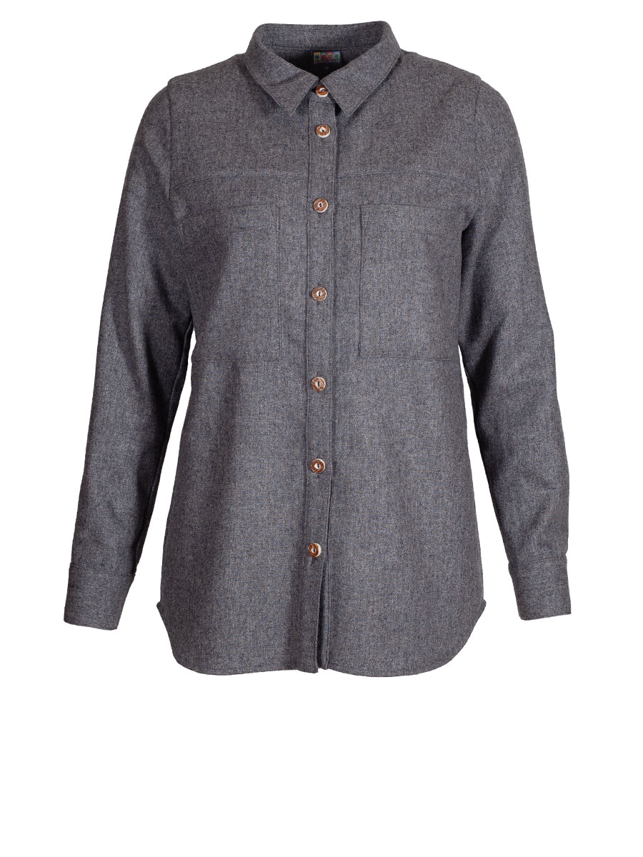 Berwin & Wolff  Langarm Lodenbluse, mittelgrau, Brusttaschen #1