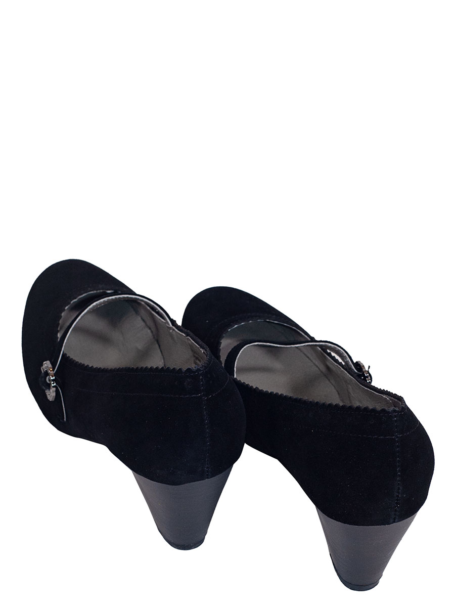 Esgano Schuhe, Trachtenpumps, schwarz, Wildleder, mit Schnalle #3