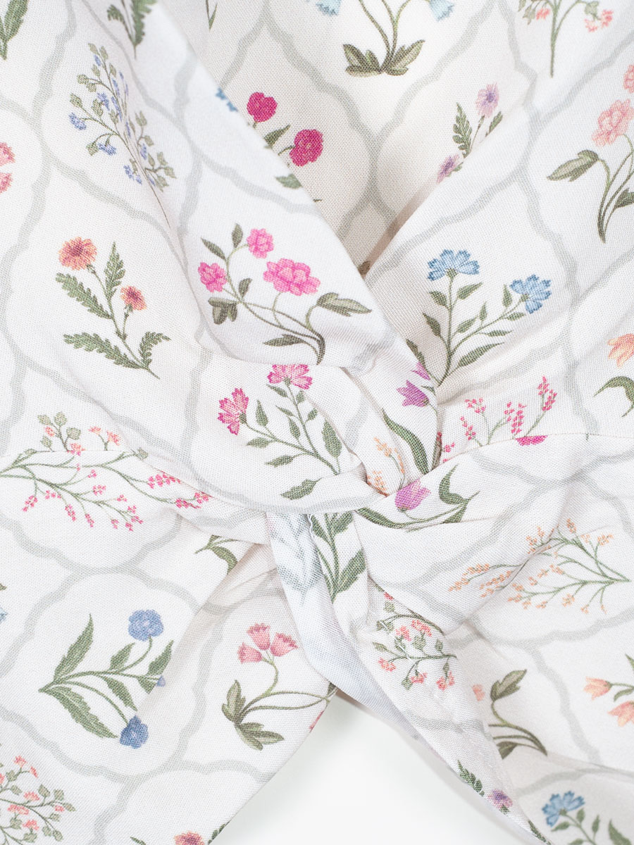 Feli und Hans Selma Sommerbluse, Kurzarm, Knotenoptik, ecrue, allover print #3