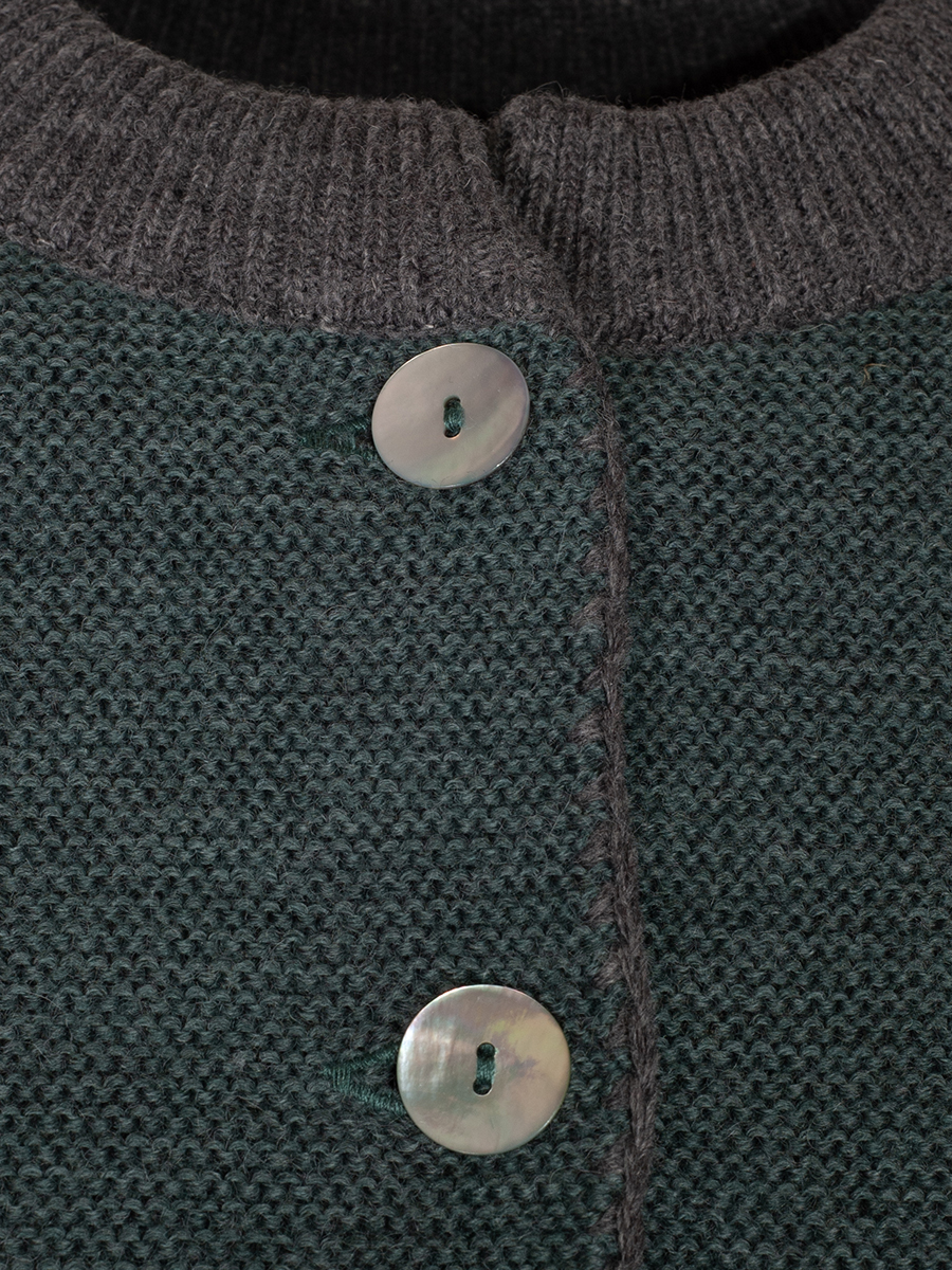 Huber Strickjacke Odina, petrol mit grauem Kragen #3