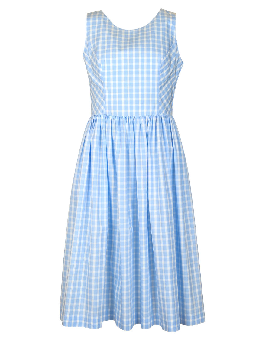 Hiebaum Trägerkleid, blau-weiß kariert #1