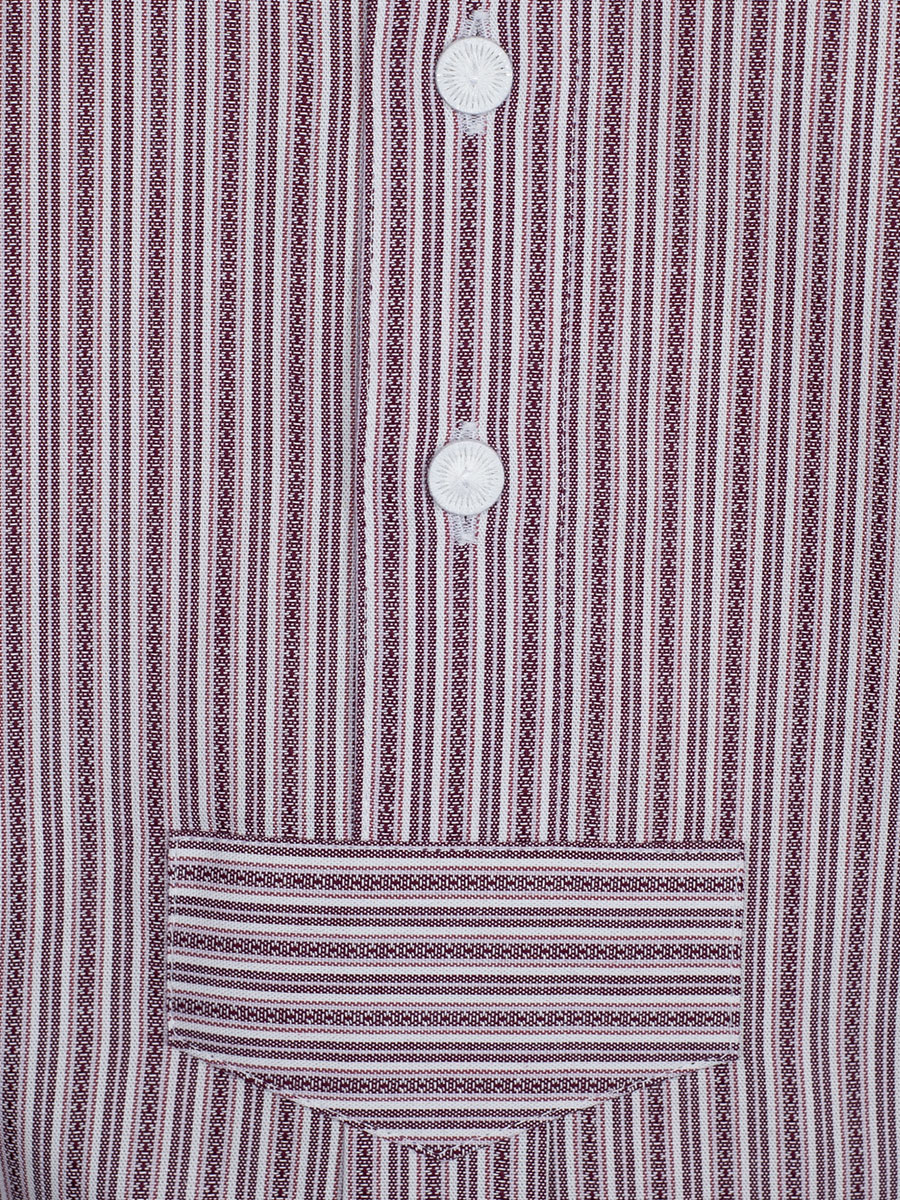Arzberger Herrenhemd, weinrot, gestreift, Stehkragen, Pfoad, Slim #4