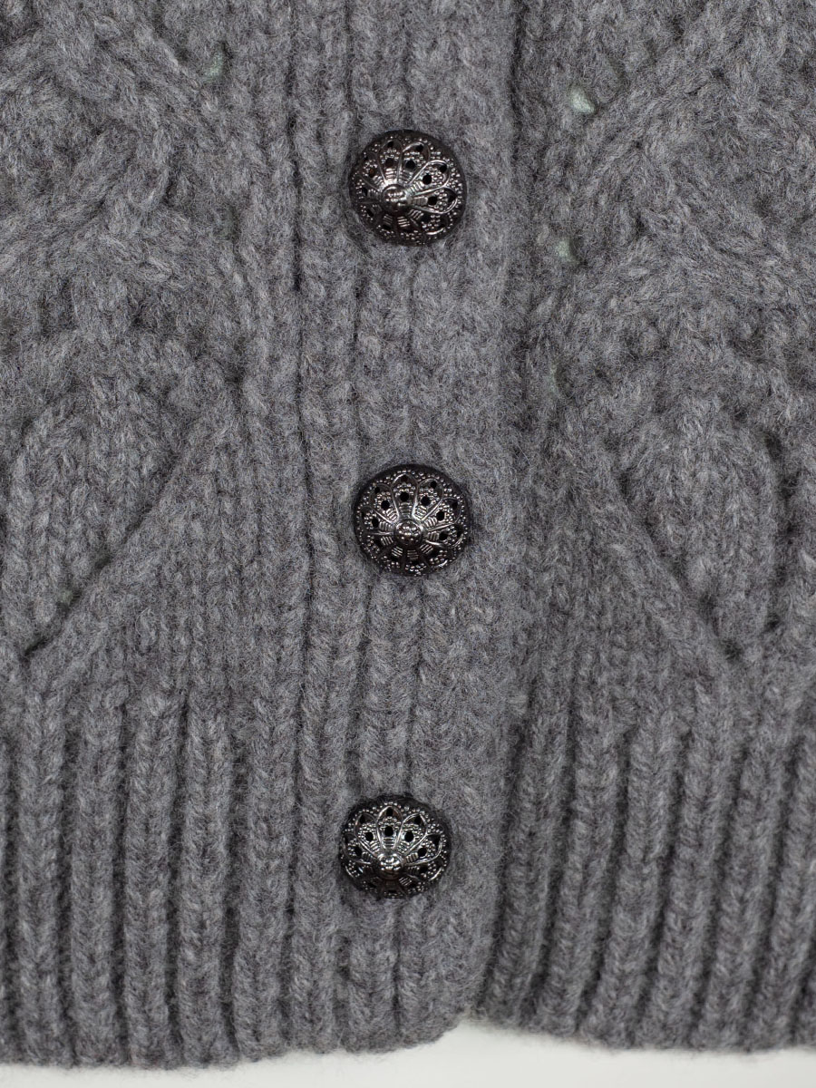 fei scho schee Strickjacke, midgrey, grobes Häkelmuster, kurz #3