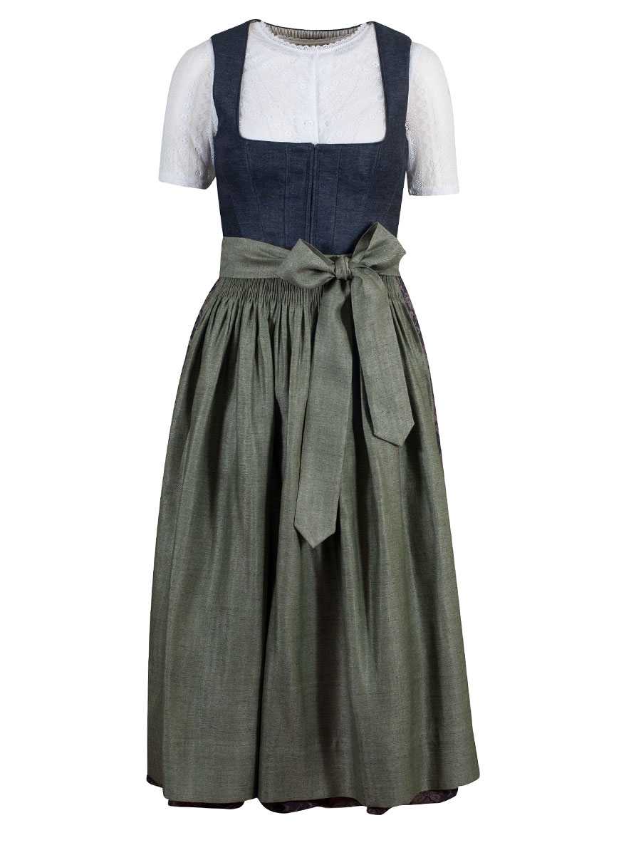 Gottseidank Leinen-Dirndl Antonia, grau-grün, hochwertig, festlich, 80cm #2