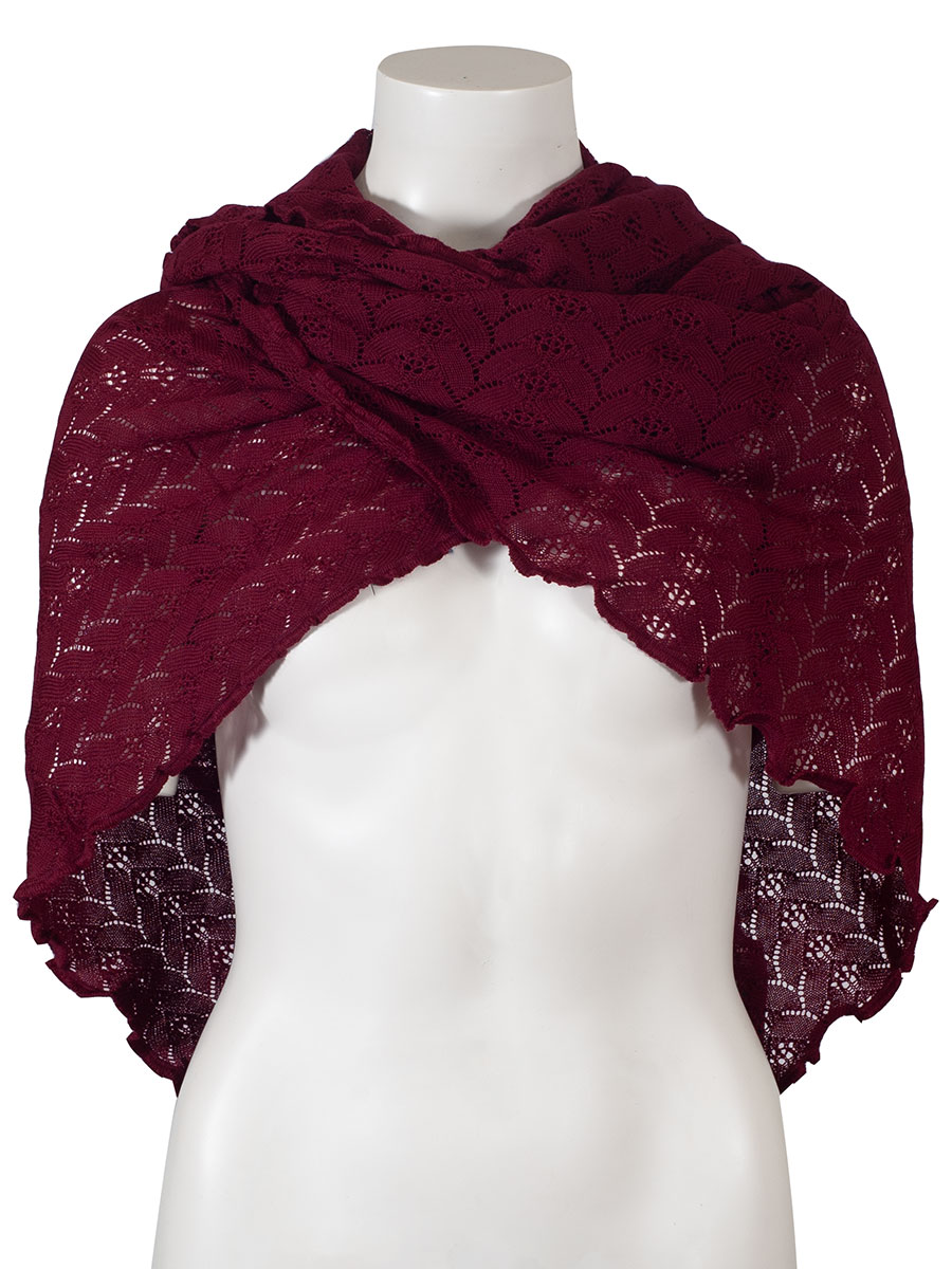 Wenger Strickstola Sofia, bordeaux, Lochmuster, gewellter Abschluss #1