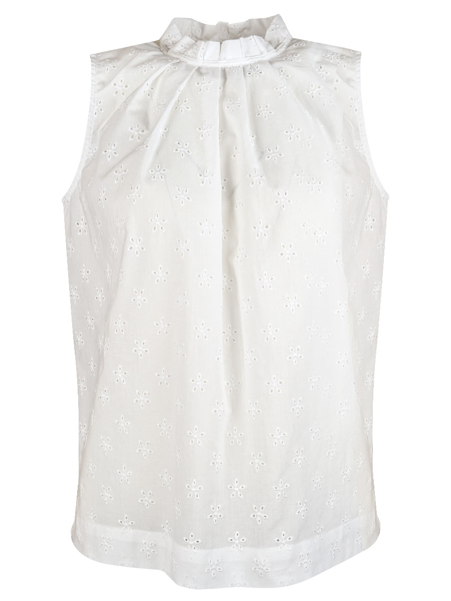 Anna Damenbluse, weiß, Top, Rüschenkragen #1