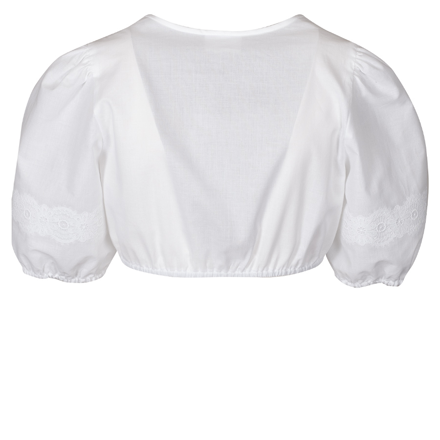 Waldorff Dirndlbluse weiß, Puffarm, Spitzenborte #3