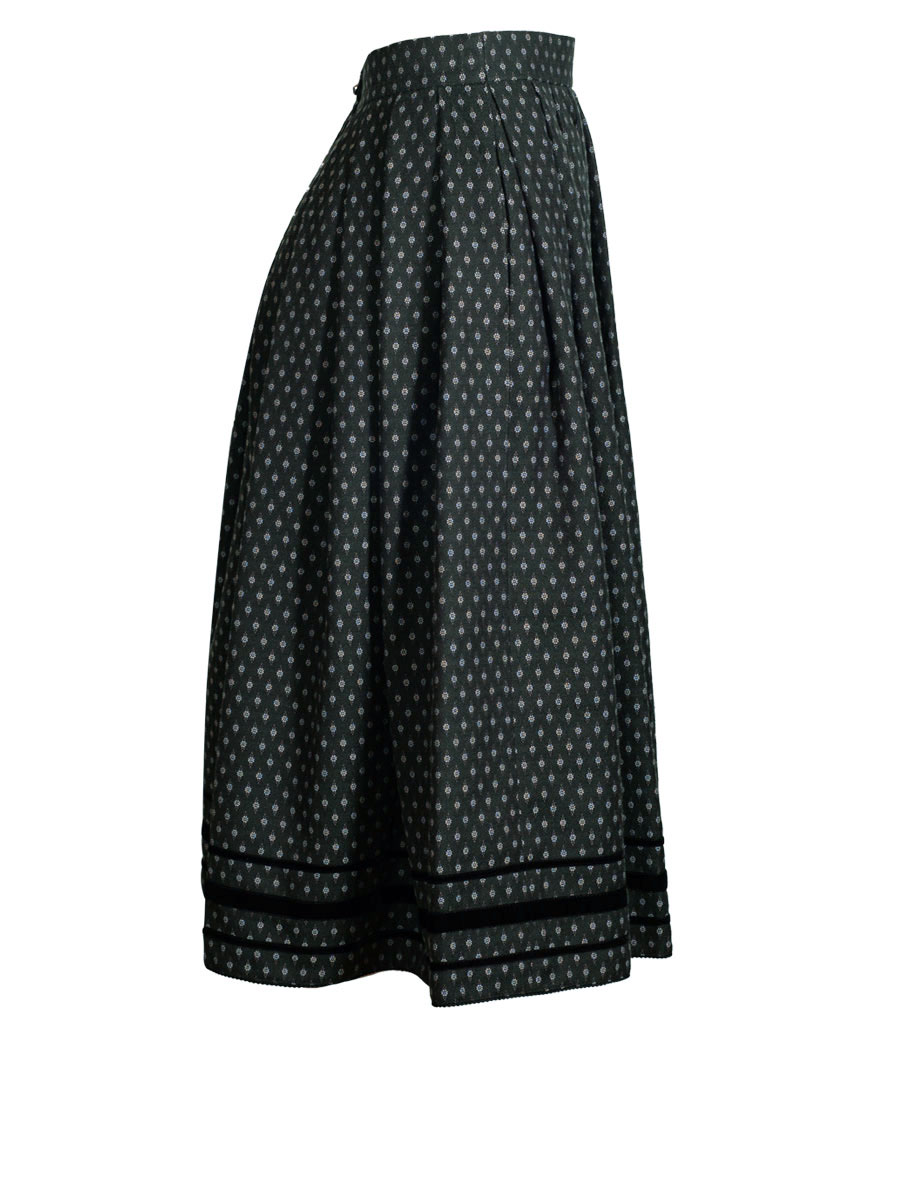 Anno Domini Faltenrock Pauline, seegrün, geblümt, Samtborte #2