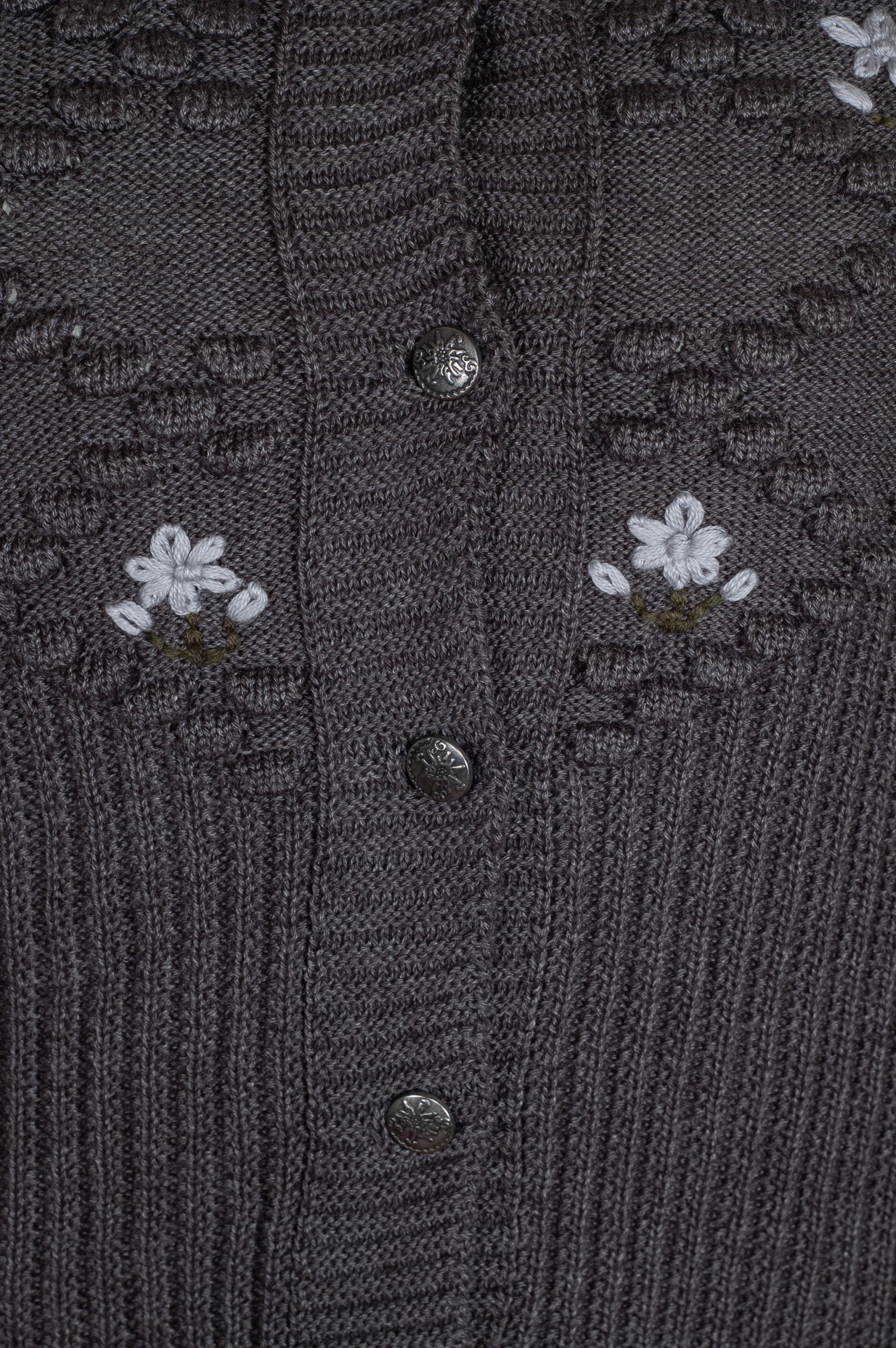 Berwin & Wolff Strickjacke mittelgrau, Blumenstickereien #4