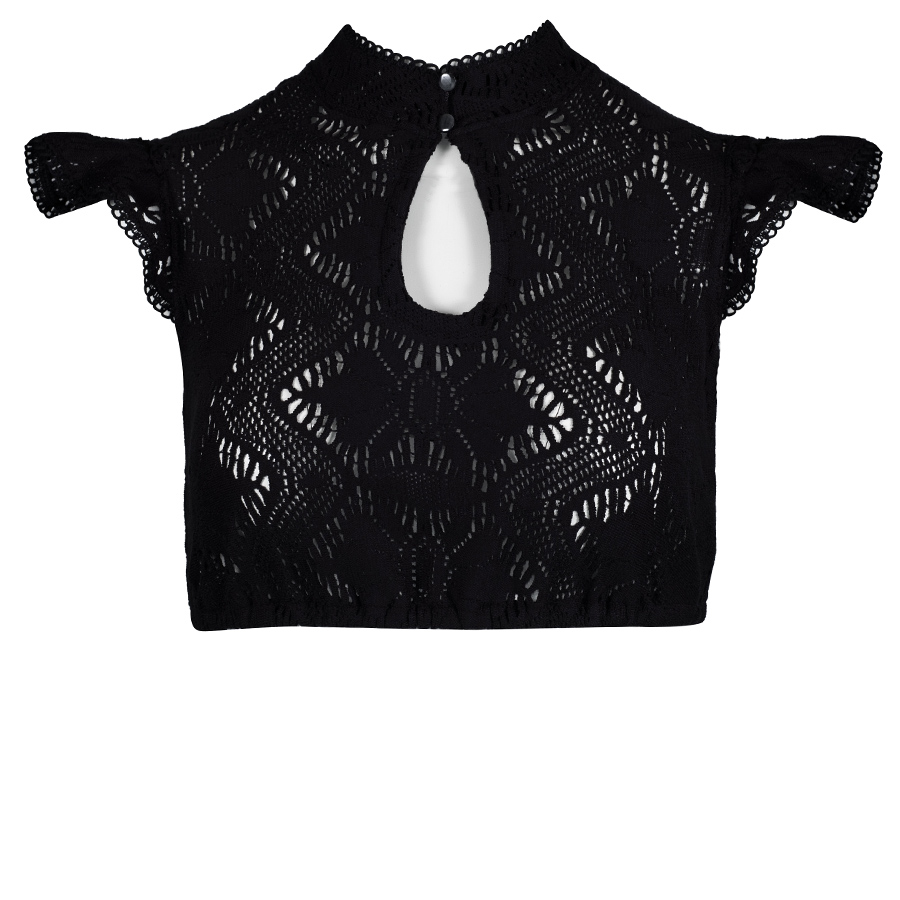 Hammerschmid Dirndlbluse Carina, schwarz, Lochmuster, Flügelarm #1