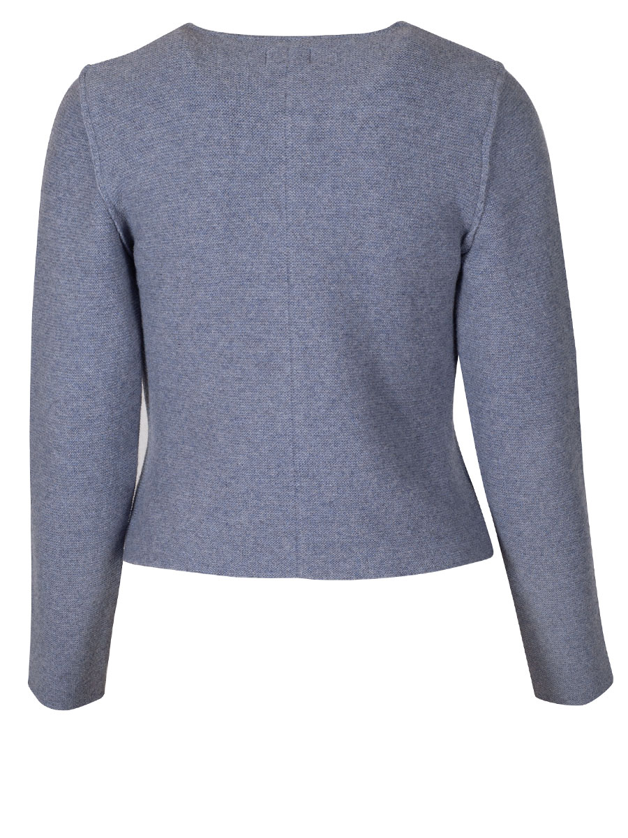Heidi Strickjacke, gletschergrau, Perlmuttknöpfe, glatt gestrickt, fein #2