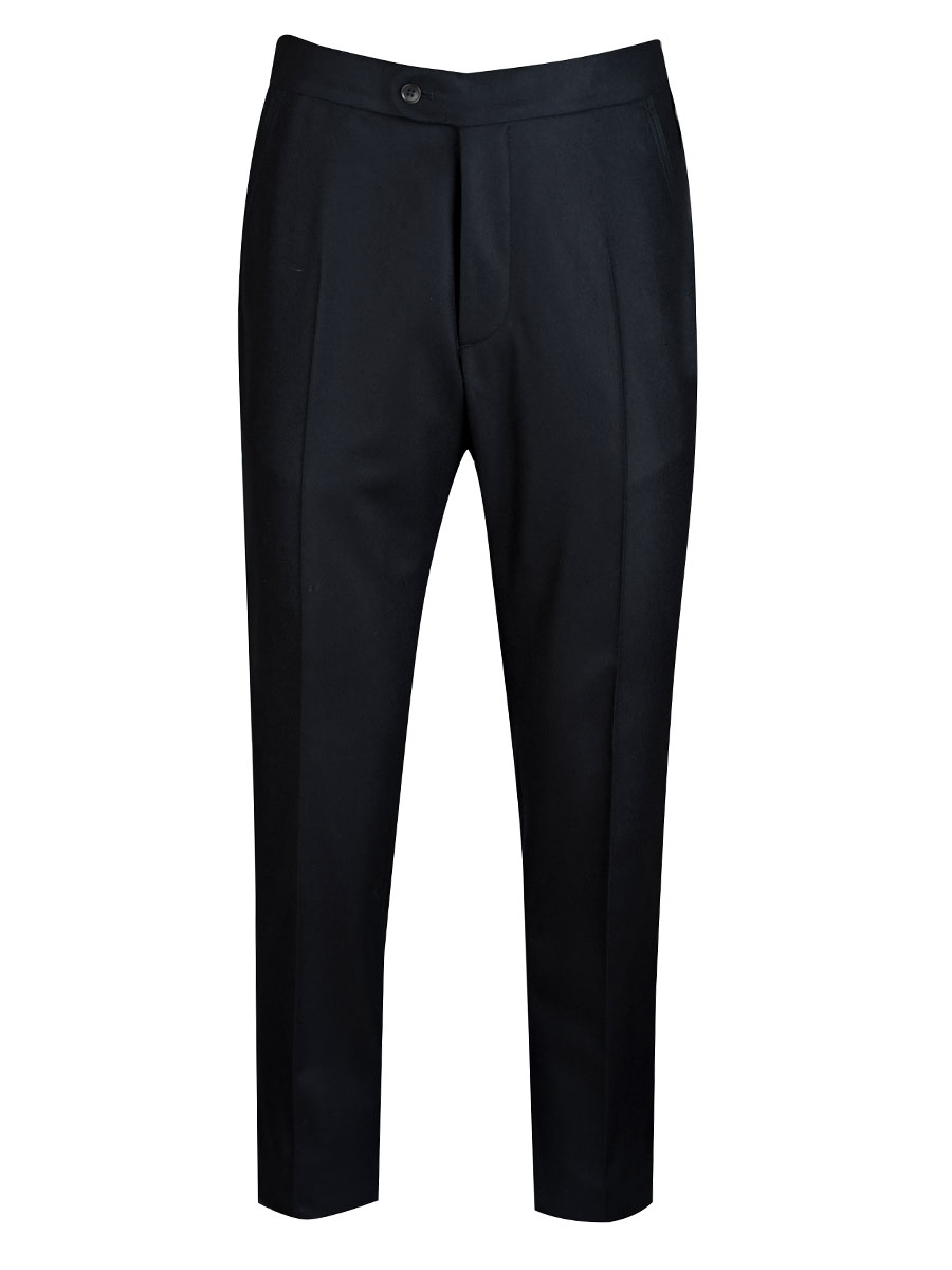 Viererspitz Herrenhose, Anzugshose, schwarz, grünes Paspol #1