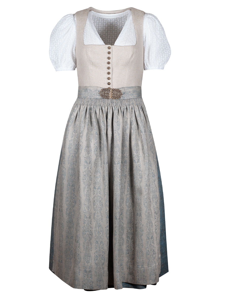 Gottseidank Leinendirndl Monika, perlmutt-cloudblue, hochwertig, festlich, 80cm #3
