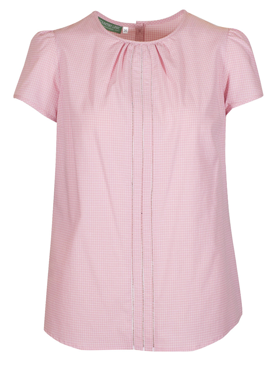 Country Line Damenbluse, rose kariert, Rückenteil geknöpft, kurze Arme #1