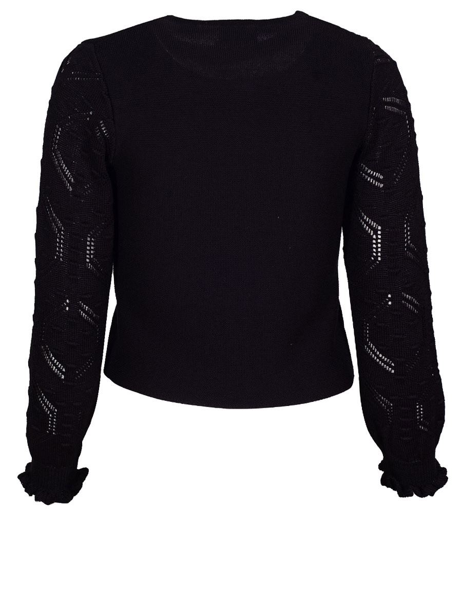 Huber Strickjacke Irina, schwarze, Rüschen, Arme mit Lochmuster #2