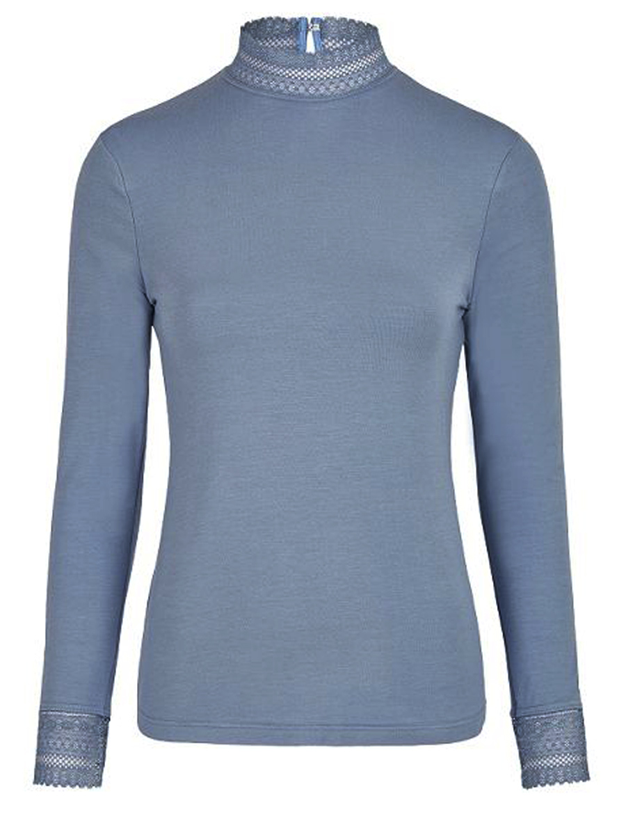 Feli und Hans Langarmshirt Parndorf, hellblau, Spitzenkragen, hochgeschlossen, Stretch #1