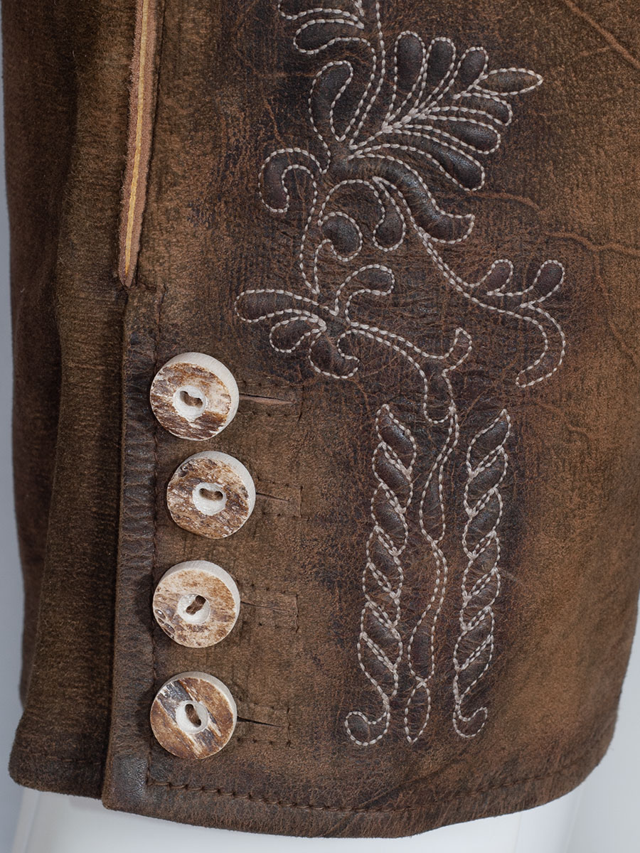 Hammerschmid Kurze Lederhose Passau, braun gewachst, mit Gürtel, Ziegenleder #5