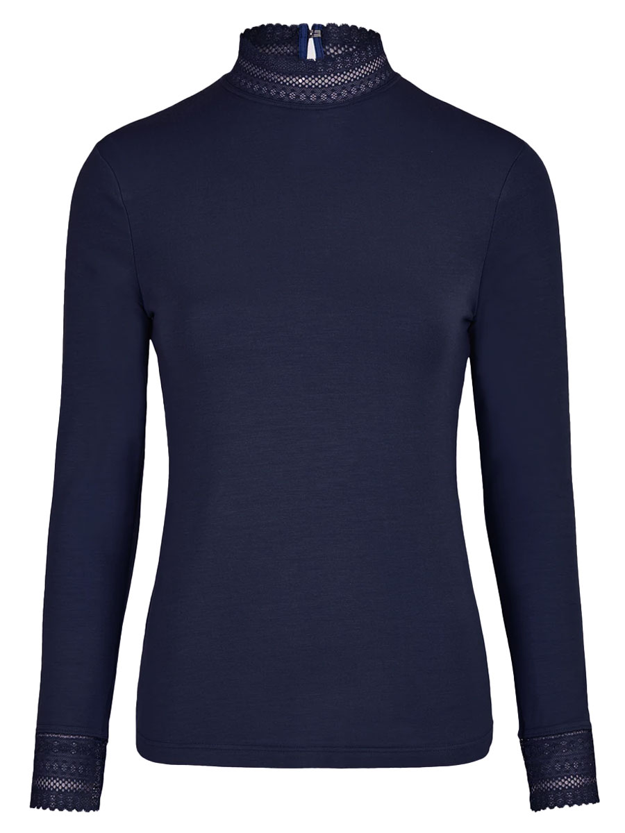 Feli und Hans Langarmshirt Parndorf, marine, Spitzenkragen, hochgeschlossen, Stretch #1