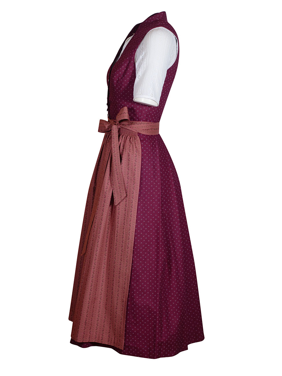 Wenger Baumwolldirndl Odine, weinrot, hochgeschlossen, 80cm #2
