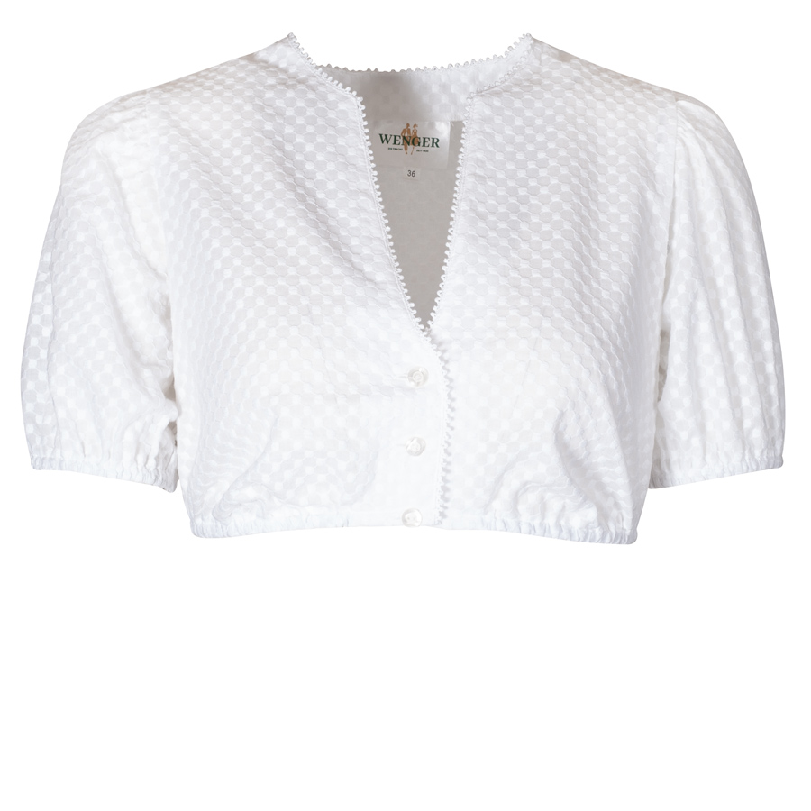 Wenger Dirndlbluse Claudia, weiß, Kurzarm, Pünktchenmuster #1