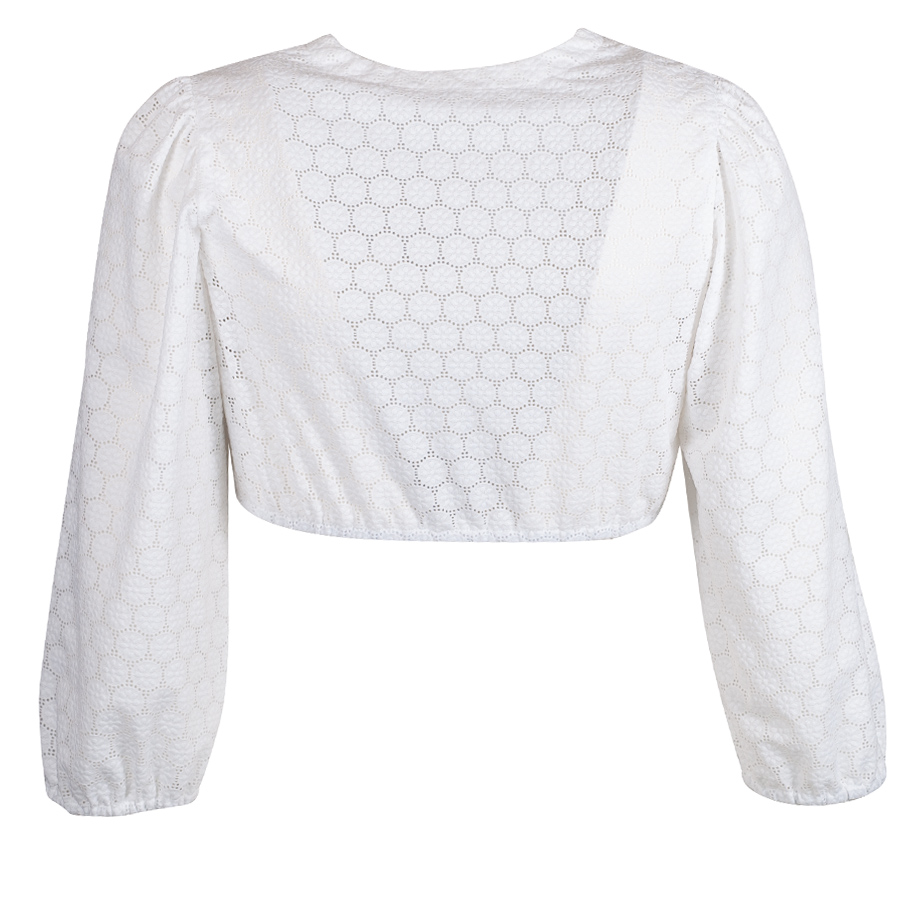 Waldorff Dirndlbluse Maja, weiß, 3/4-Arm, Lochmuster #3