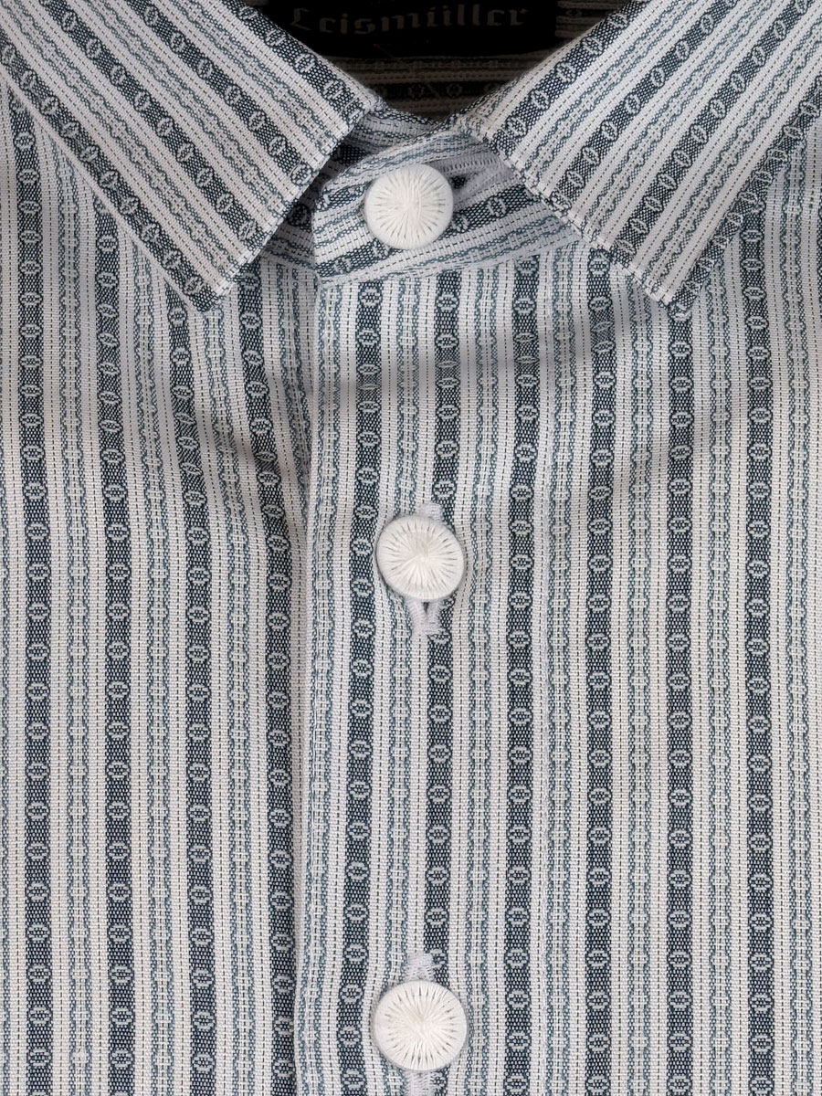 Arzberger Herrenhemd, grün gestreift, Liegekragen, Pfoad, Slim line #4