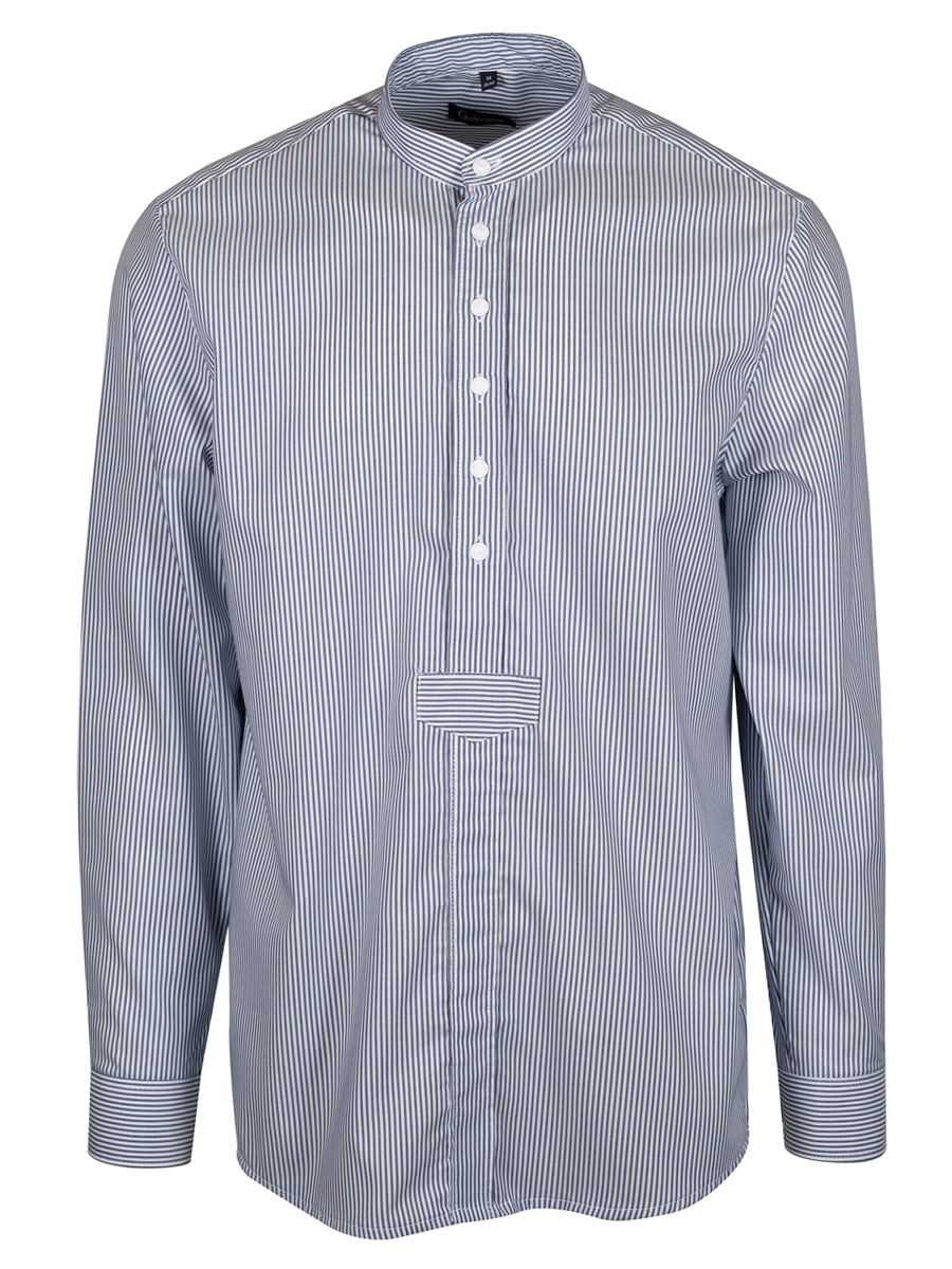 Orbis Herrenhemd, Pfoad, marine, gestreift, Stehkragen, Regular Fit #1
