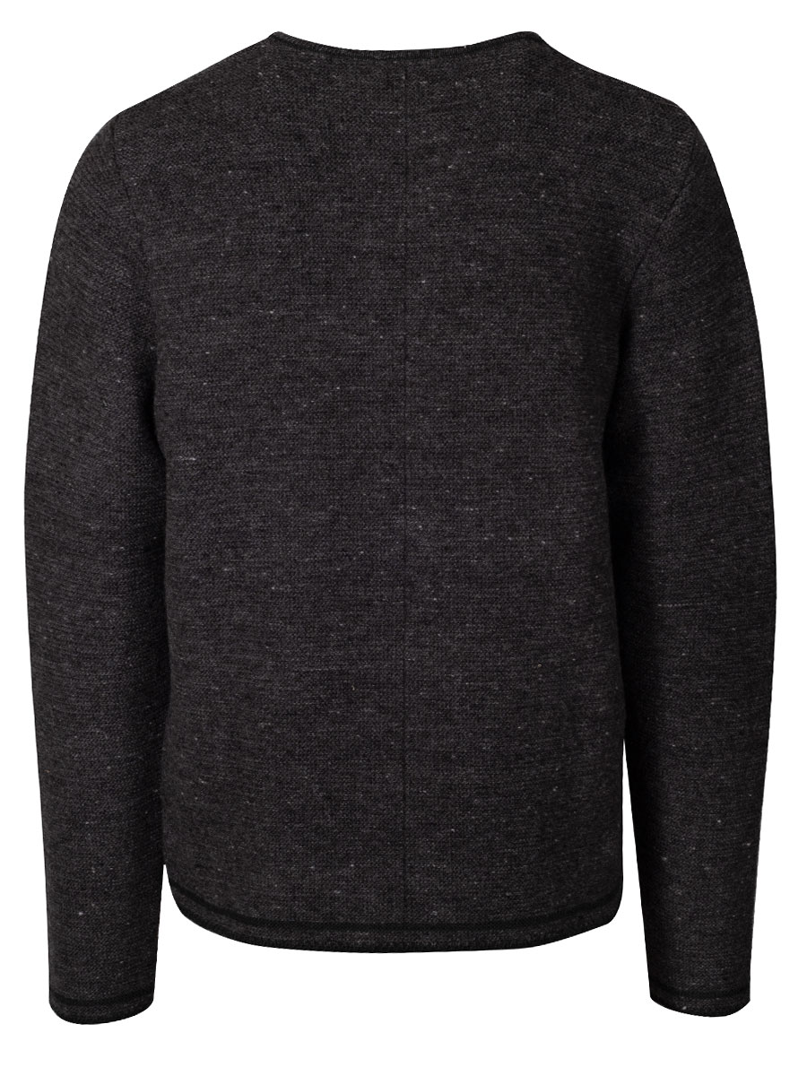 Huber Strickjacke Wilfried, anthrazit, grüne Einfassung, Hirschhornknöpfe #1