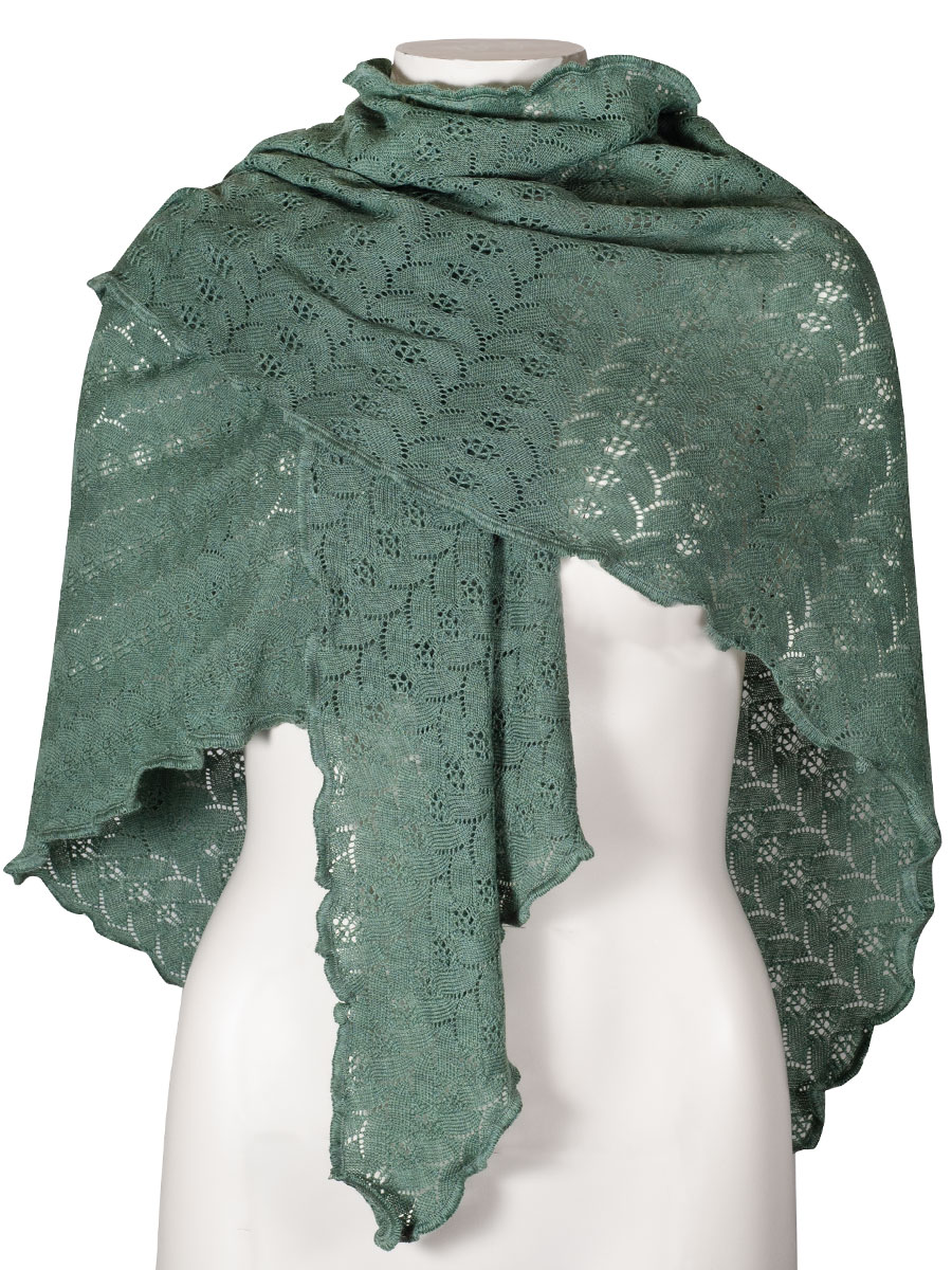 Wenger Strickstola Sofia, salbei, Lochmuster, gewellter Abschluss #1