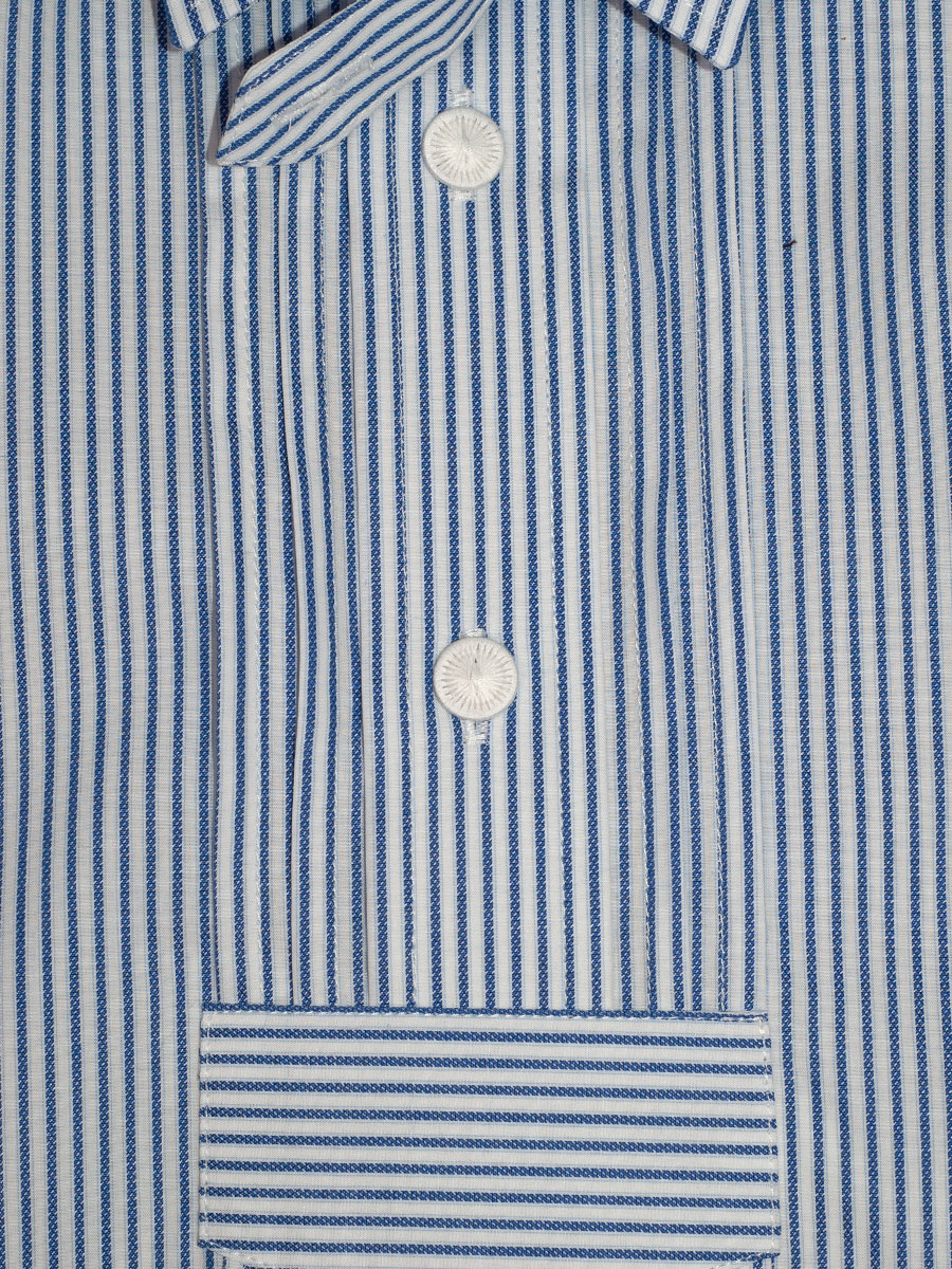 Waldorff Kinderhemd, blau-weiß, gestreift, Pfoad, Liegekragen #2