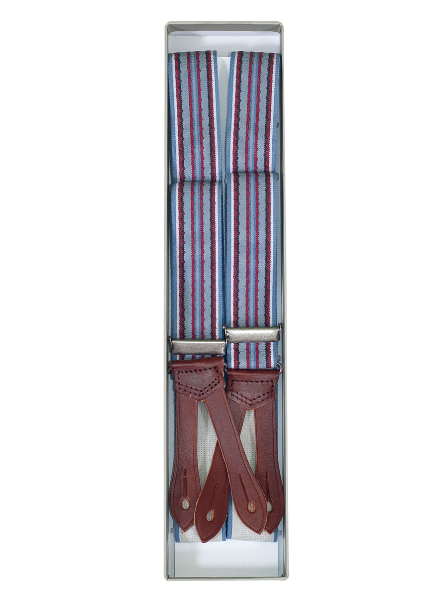 Bezirk Oberbayern Gummiträger, blau-rot, Lederschlaufen zum Anknöpfen #3