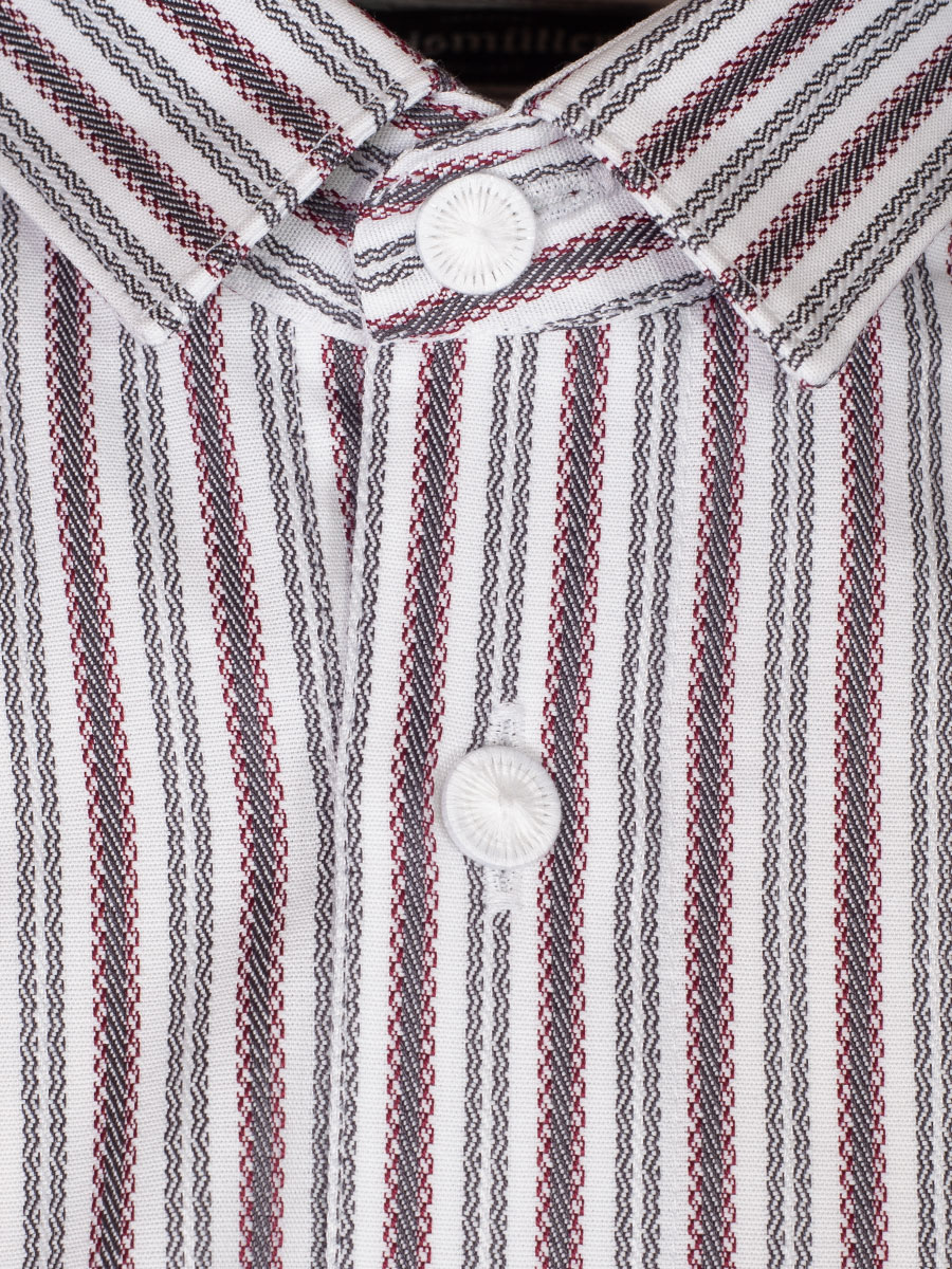 Arzberger Herrenhemd, rot-blau, gestreift, Liegekragen, Pfoad #2