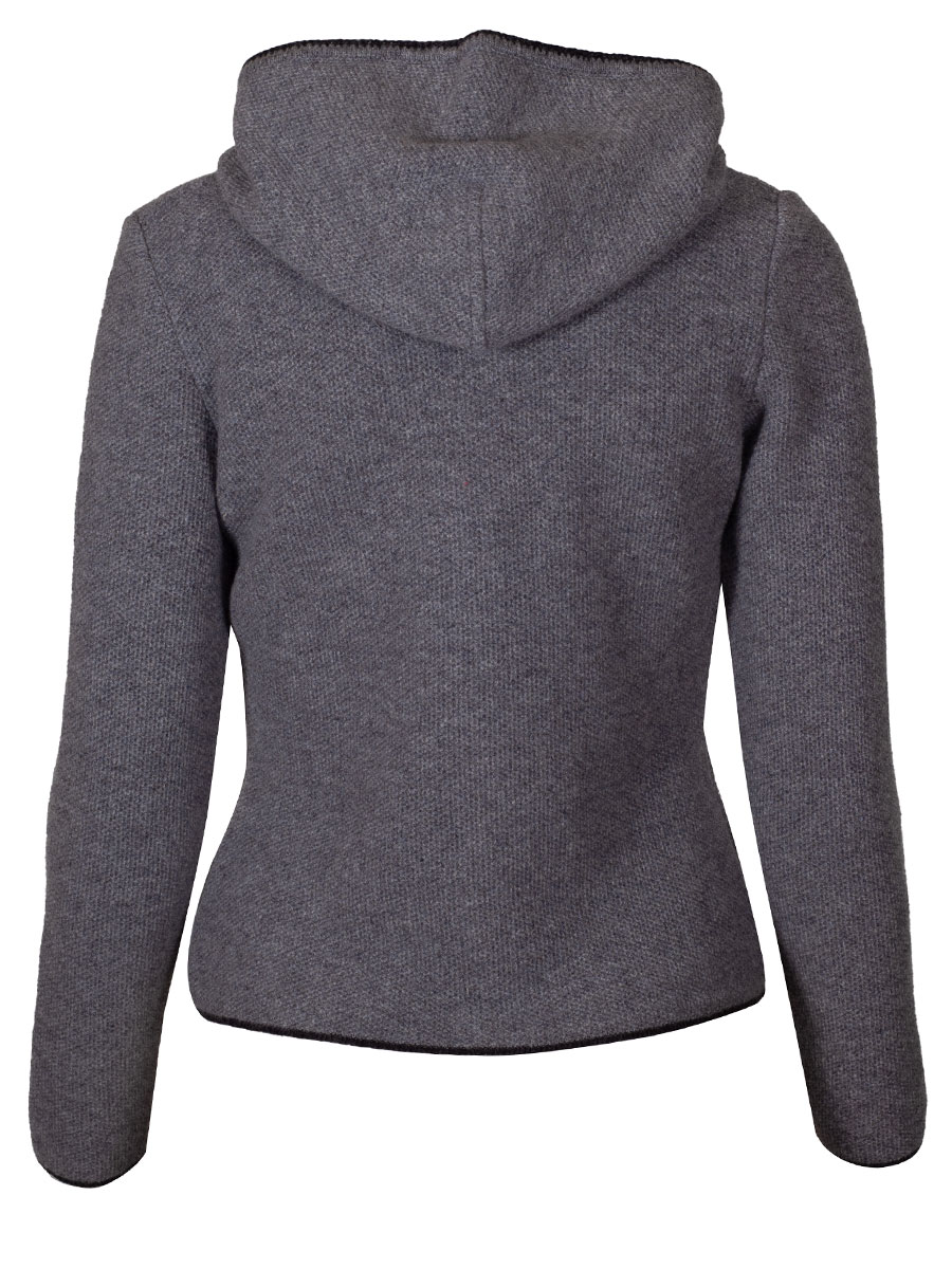 Astrifa Strickjacke Damen Panholz, mittelgrau, dunkelgraue Einfassung #2