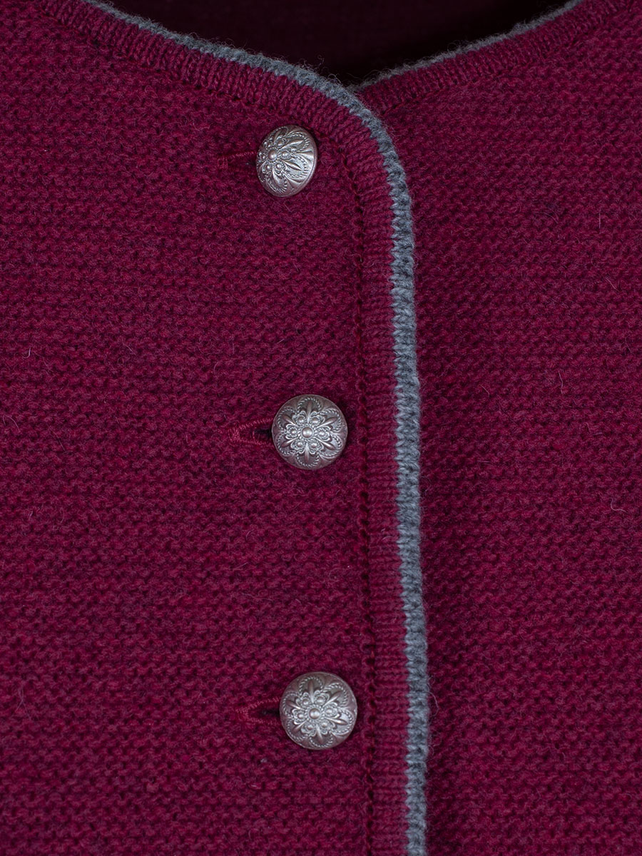 Huber Strickjacke, beere, Einfassung in grau, Zackenbund #2
