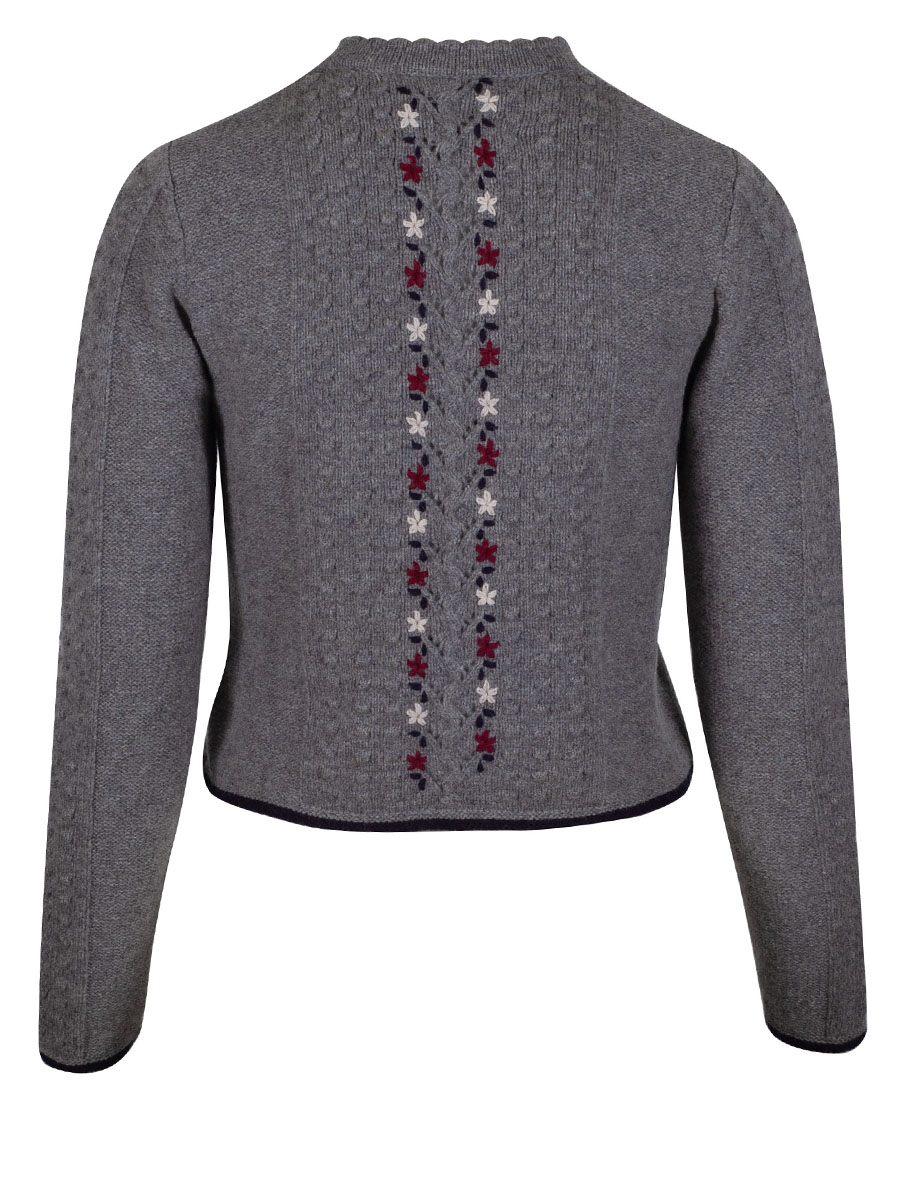 fei scho schee Strickjacke midgrey, Blumenstick #4