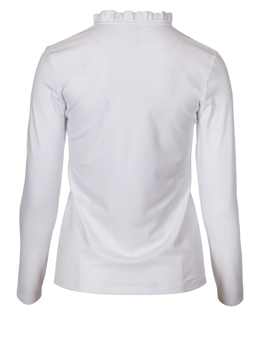 Wallmann Langarmshirt weiß mit Rüschenkragen, V-Ausschnitt #3