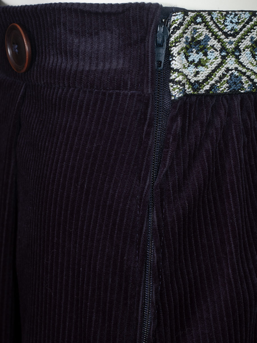 Feli und Hans Damenrock Raja, Cordoptik, marineblau, große Zierknöpfe #5